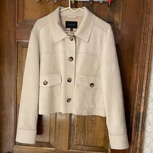 Banana Republic crop microsuede jacket, bone, size XL, excellent condition